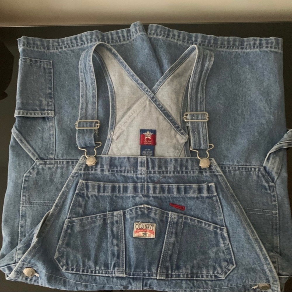 Vintage old navy denim short overalls
